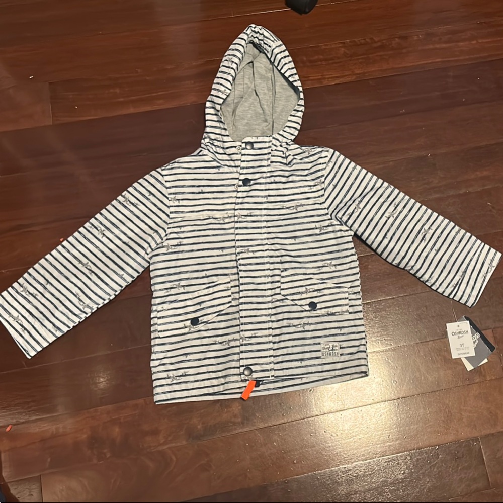 OshKosh B'gosh Striped Raincoat - Navy and White